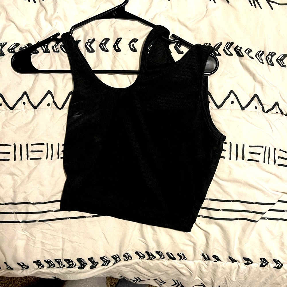 One open shoulder crop top